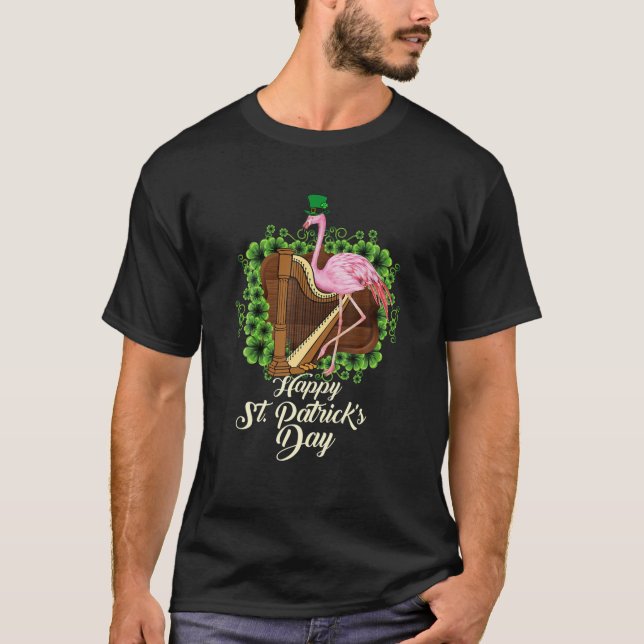 Camiseta Irish Flamingo Green Saint Patrick Day Lucky Rua P (Frente)