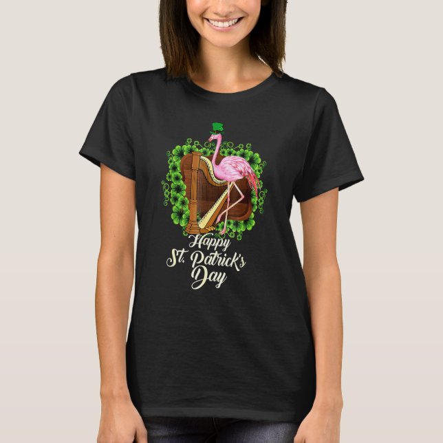 Camiseta Irish Flamingo Green Saint Patrick Day Lucky Rua P (Frente)