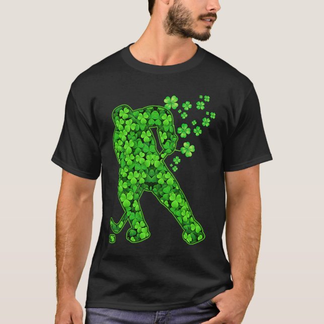Camiseta Irish Hockey Player Shamrock  St Patrick's Day (Frente)