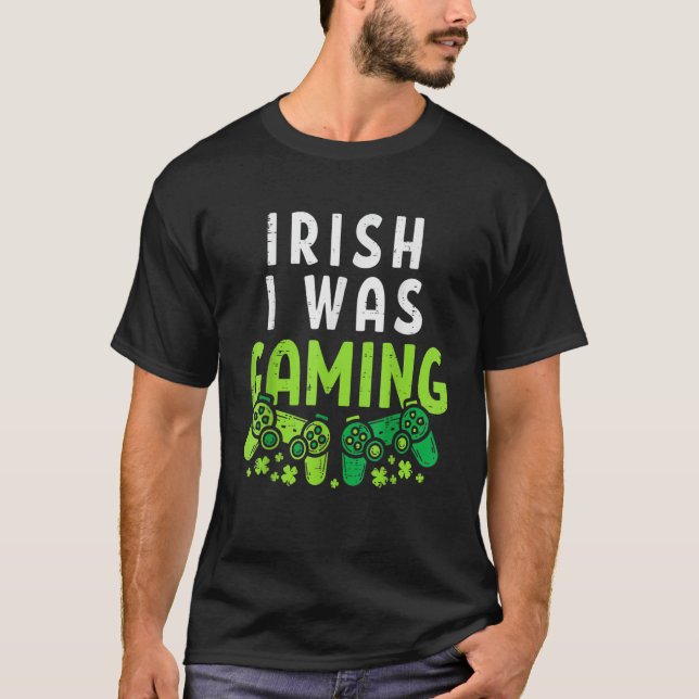 Camiseta Irish I Was Gaming Funny St Patricks Day Gamer Boy (Frente)
