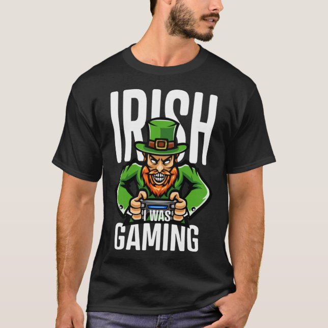 Camiseta Irish I Was Gaming Game Controller St Patrick s Da (Frente)