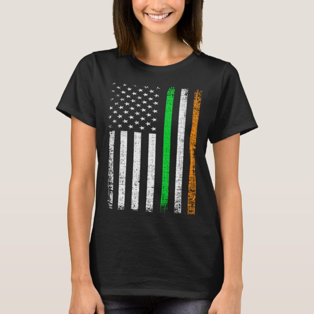 Camiseta Irish Ireland Flag Patriotic American Flag St Patr (Frente)
