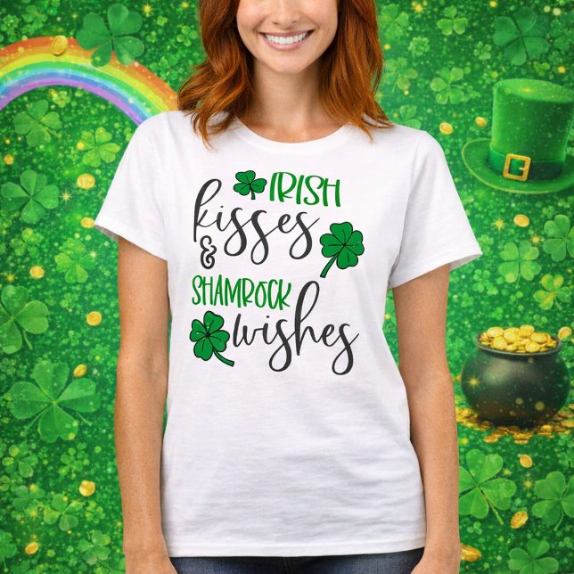 Camiseta Irish Kisses & Shamrock Wishes (Criador carregado)