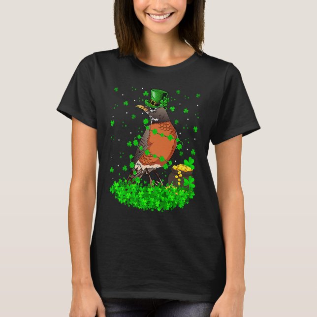 Camiseta Irish Leprechaun American Robin Bird St Patrick's  (Frente)
