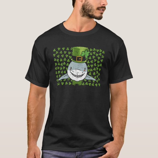 Camiseta Irish Leprechaun Shark Shamrock St Patricks Day An (Frente)