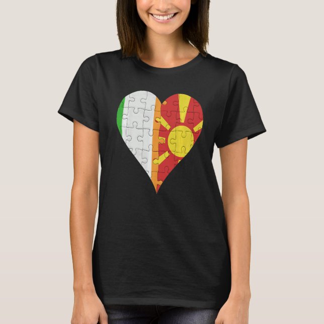 Camiseta Irish Macedonian Flag Heart (Frente)