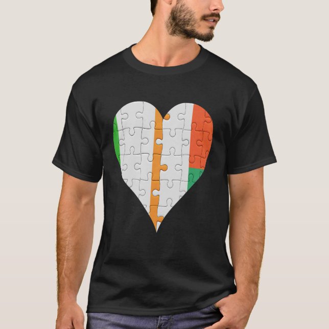 Camiseta Irish Malagasy Flag Heart (Frente)