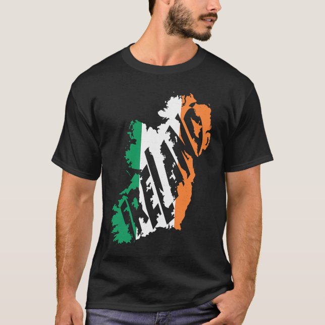 Camiseta Irish Map Word  Ireland Flag Colour Letters (Frente)