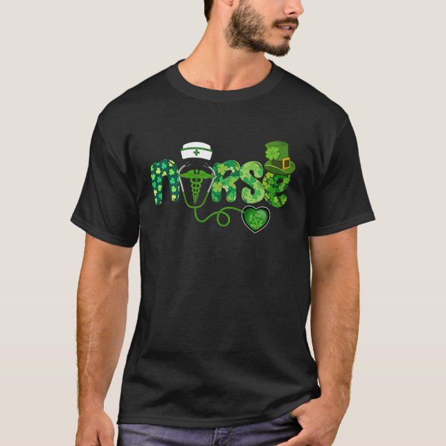 Camiseta Irish Nurse Stethoscope Scrub St Patricks Day Nurs (Frente)