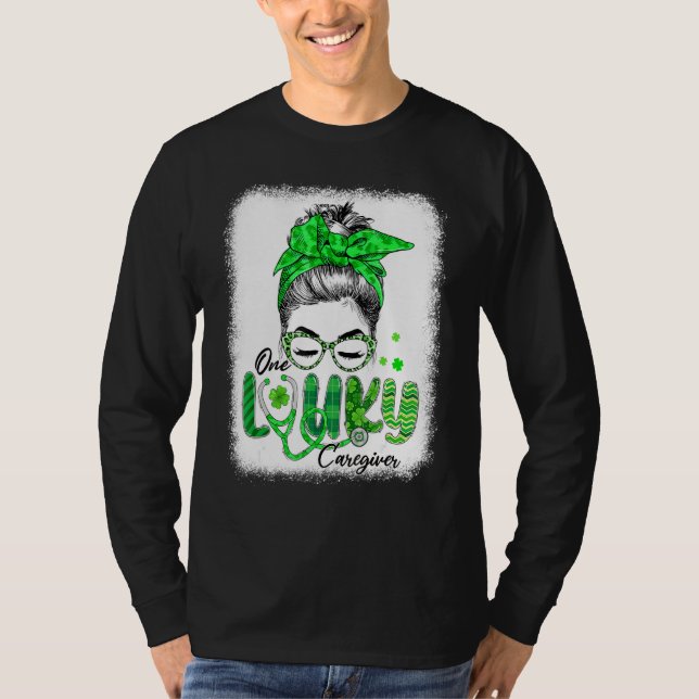 Camiseta Irish One Lucky Care Leopard Shamrock Rua Patch (Frente)