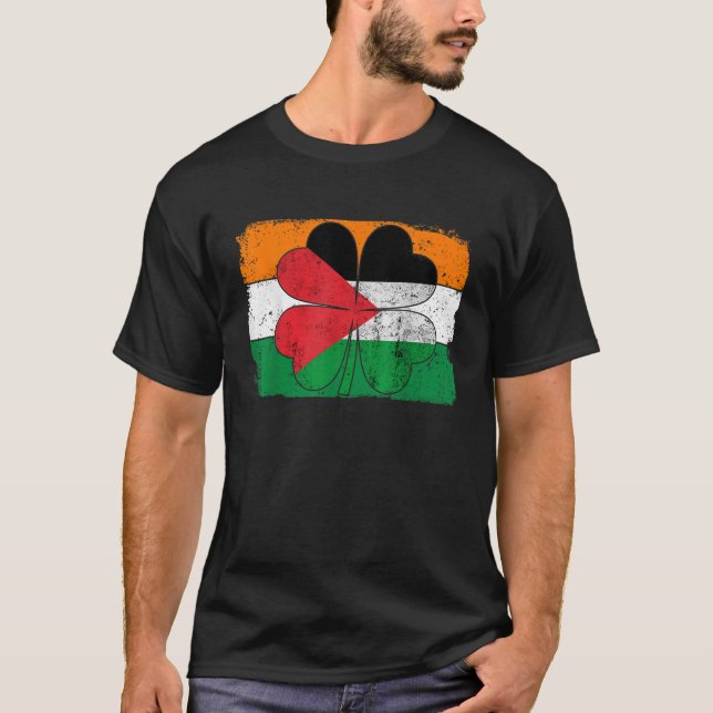 Camiseta Irish Palestine Flag Ireland Shamrock St Patricks (Frente)