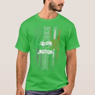 Camiseta Irish Pride American Flag Celtic Cross St Patricic