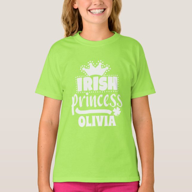 Camiseta Irish Princess Crown Personalised Name T Shirt (Frente)