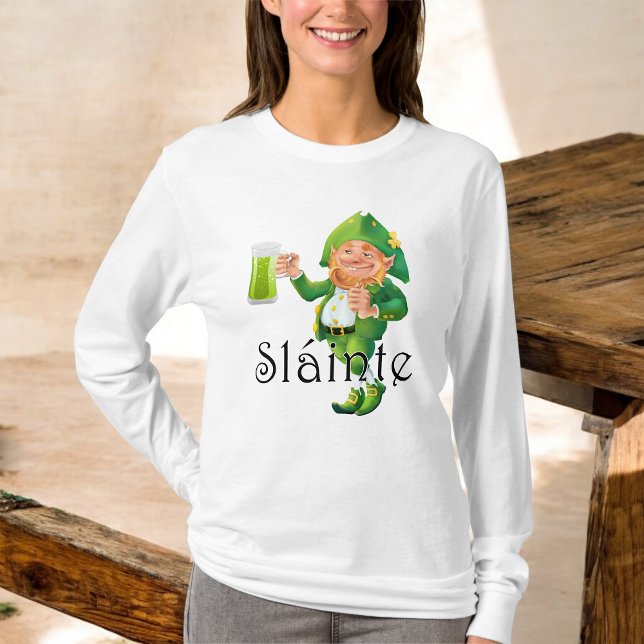 Camiseta "Irish pub leprechaun green cerveja Slainte (Criador carregado)