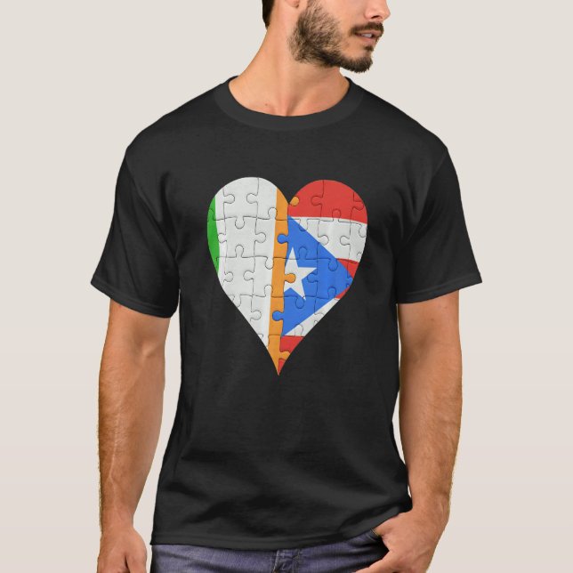 Camiseta Irish Puerto Rican Flag Heart (Frente)