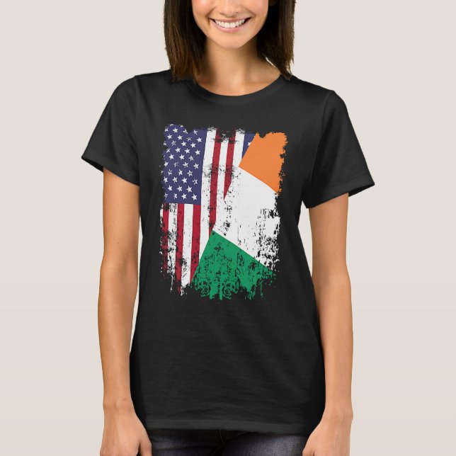 Camiseta Irish Roots Half American Flag Ireland (Frente)