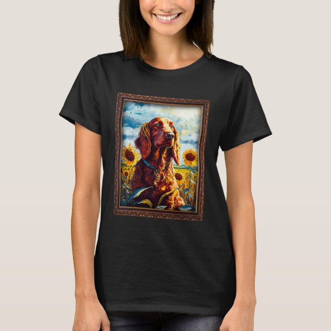 Camiseta Irish Setter Painting Sunflower Flower Mom Women F (Frente)
