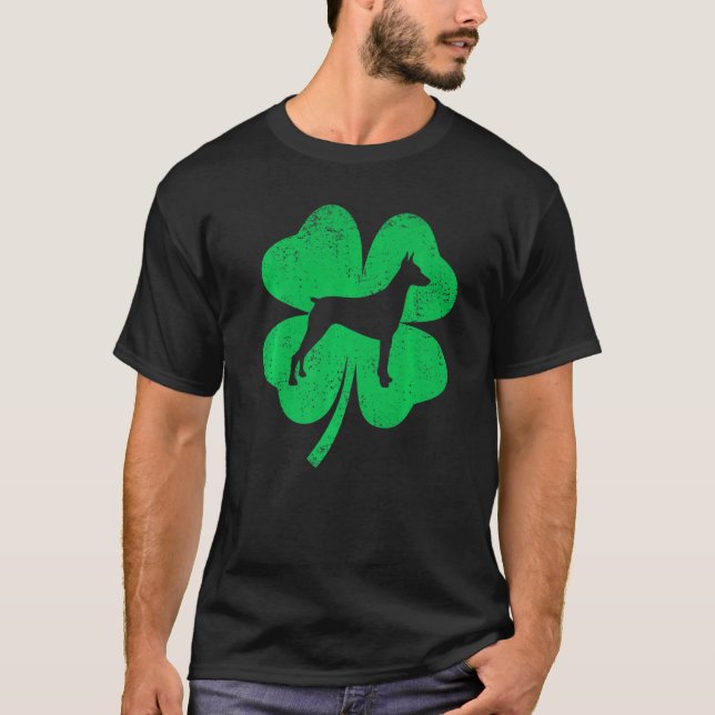 Camiseta Irish Shamrock Leaf Doberman Dog St Patricks Day (Frente)