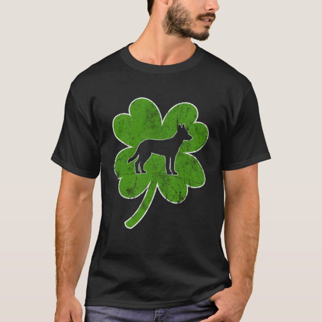 Camiseta Irish Shamrock Leaf Malinois St Patrick s Day (Frente)