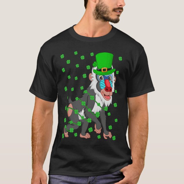 Camiseta Irish Shamrock Leprechaun Baboon St Patrick's Day (Frente)
