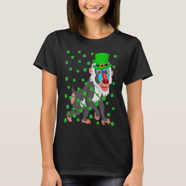 Camiseta Irish Shamrock Leprechaun Baboon St Patrick's Day (Frente)