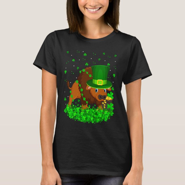 Camiseta Irish Shamrock Leprechaun Bison St Patrick's Day (Frente)