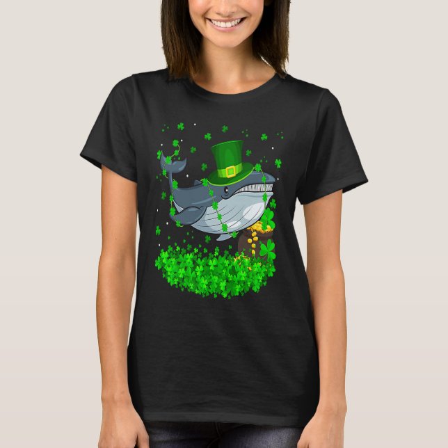 Camiseta Irish Shamrock Leprechaun Blue Whale St Patrick's  (Frente)