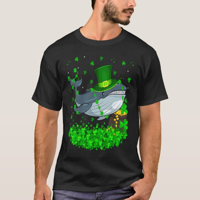 Camiseta Irish Shamrock Leprechaun Blue Whale St Patrick's  (Frente)
