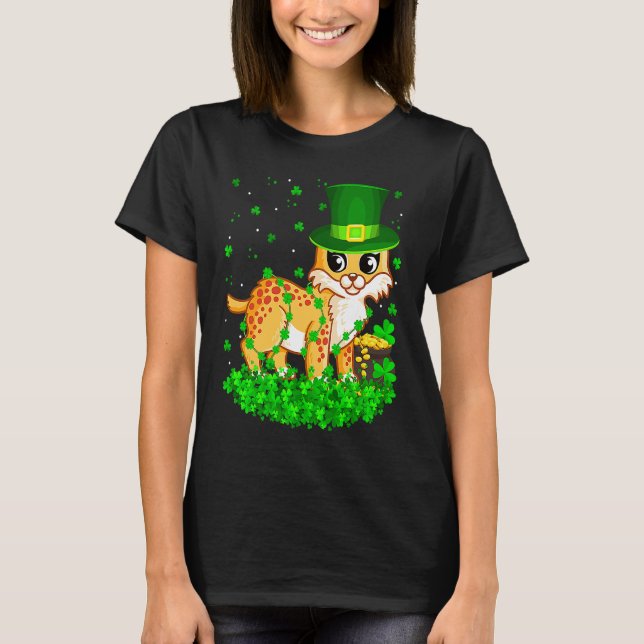 Camiseta Irish Shamrock Leprechaun Bobcat St Patrick's Day (Frente)