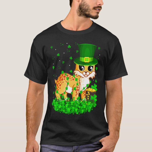 Camiseta Irish Shamrock Leprechaun Bobcat St Patrick's Day (Frente)