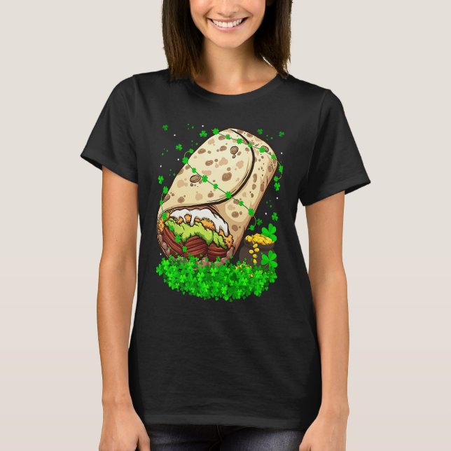 Camiseta Irish Shamrock Leprechaun Burrito St Patrick's Day (Frente)