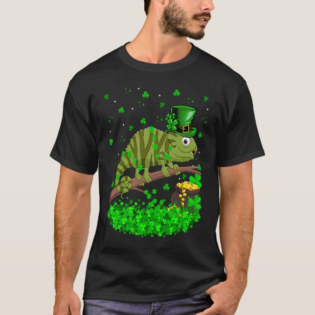 Camiseta Irish Shamrock Leprechaun Chameleon St Patrick's D (Frente)