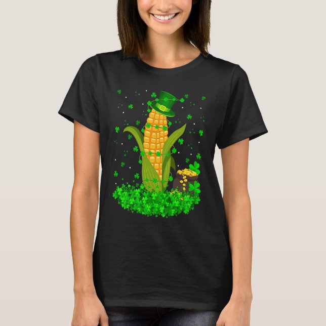Camiseta Irish Shamrock Leprechaun Corn St Patrick's Day (Frente)