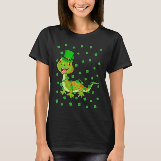 Camiseta Irish Shamrock Leprechaun Gecko St Patrick's Day (Frente)