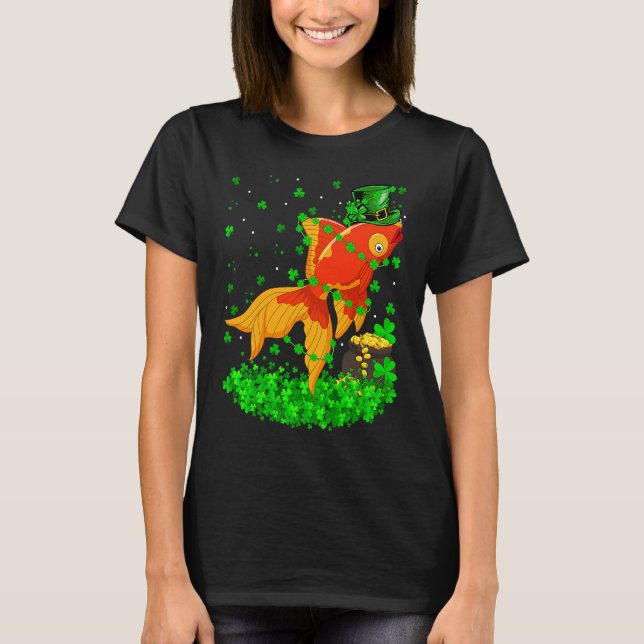 Camiseta Irish Shamrock Leprechaun Goldfish St Patrick's Da (Frente)