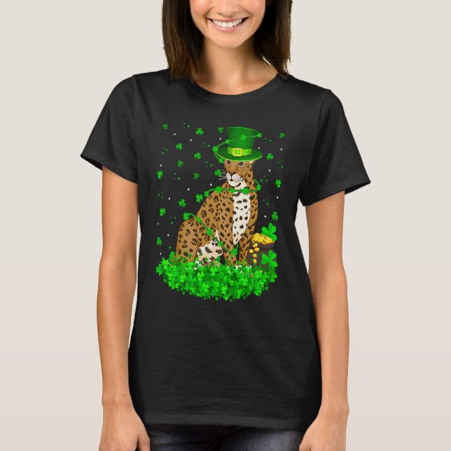 Camiseta Irish Shamrock Leprechaun Jaguar St Patrick's Day (Frente)