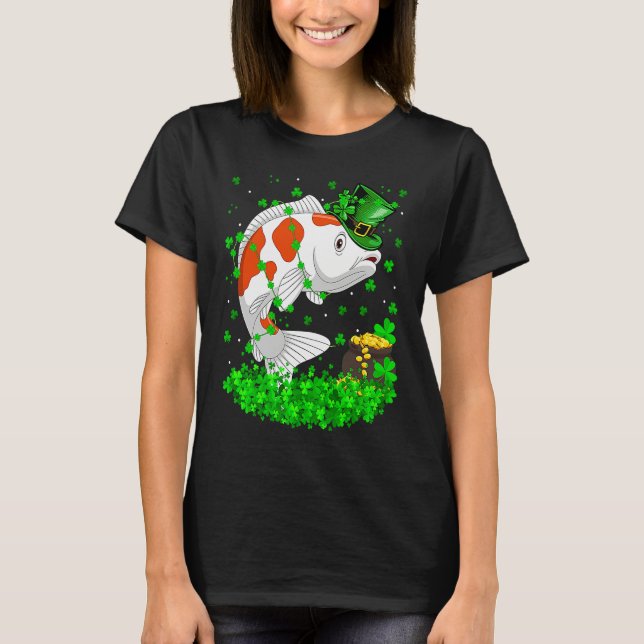 Camiseta Irish Shamrock Leprechaun Koi Fish St Patrick's Da (Frente)