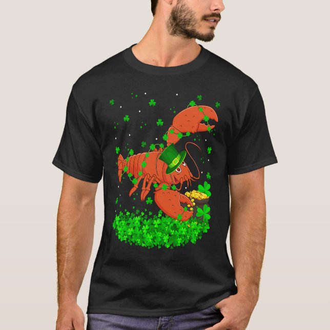 Camiseta Irish Shamrock Leprechaun Lobster St Patrick's Day (Frente)