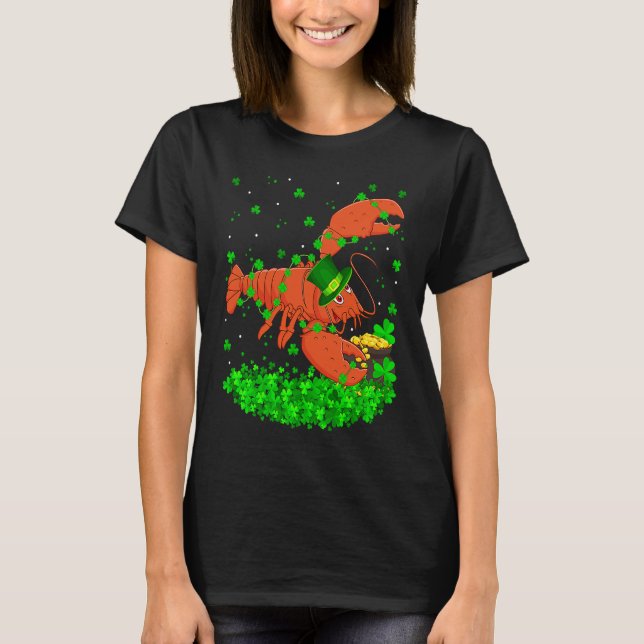 Camiseta Irish Shamrock Leprechaun Lobster St Patrick's Day (Frente)