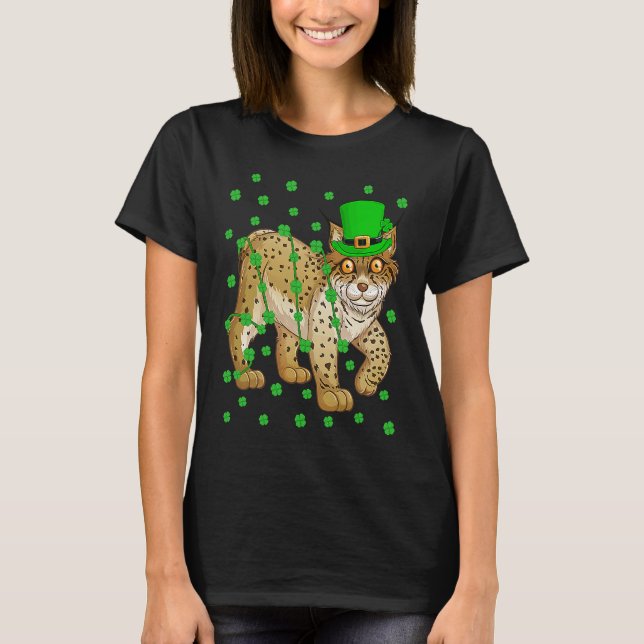 Camiseta Irish Shamrock Leprechaun Lynx St Patrick's Day (Frente)