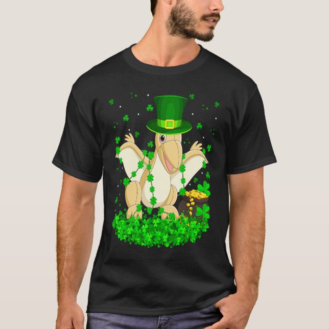 Camiseta Irish Shamrock Leprechaun Pterodactyl Bird St Patr (Frente)