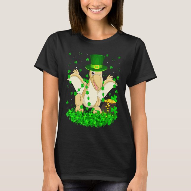 Camiseta Irish Shamrock Leprechaun Pterodactyl Bird St Patr (Frente)
