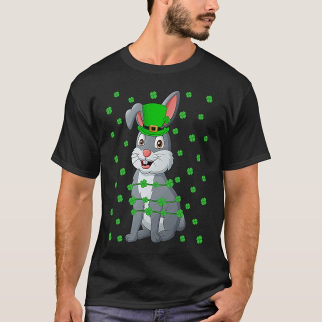 Camiseta Irish Shamrock Leprechaun Rabbit St Patrick's Day (Frente)