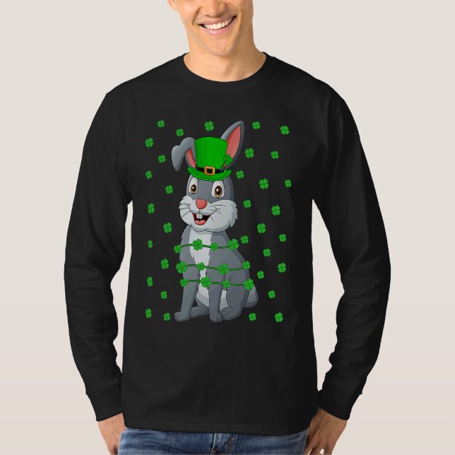 Camiseta Irish Shamrock Leprechaun Rabbit St Patrick's Day (Frente)