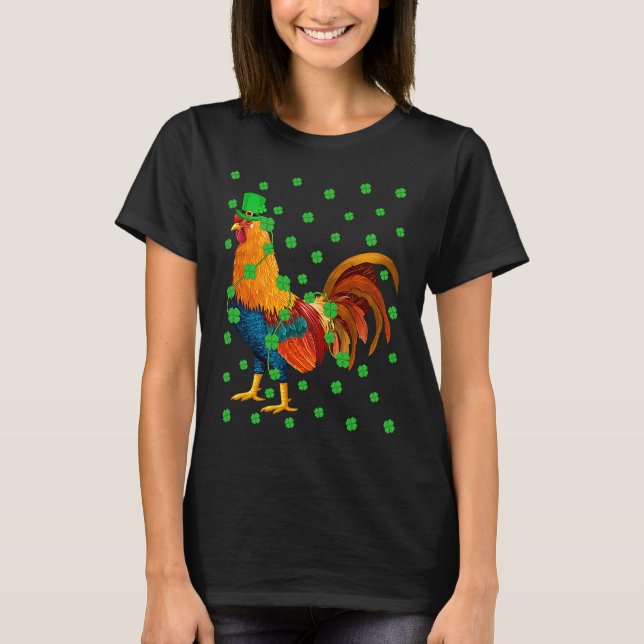 Camiseta Irish Shamrock Leprechaun Rooster Bird St Patrick' (Frente)