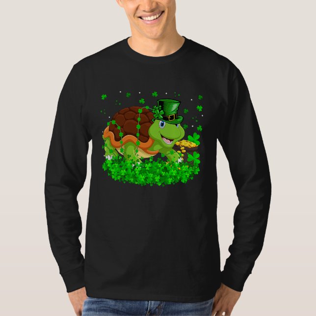 Camiseta Irish Shamrock Leprechaun Turtle St Patrick's Day (Frente)