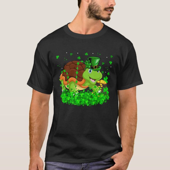 Camiseta Irish Shamrock Leprechaun Turtle St Patrick's Day (Frente)