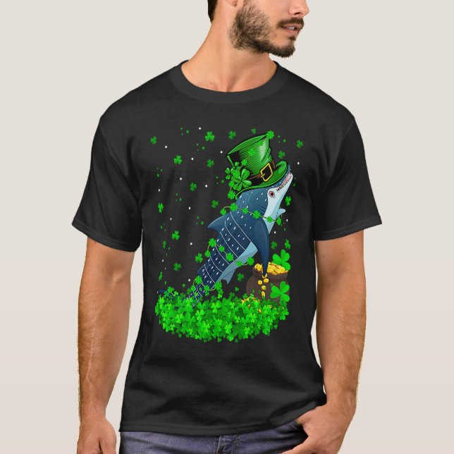 Camiseta Irish Shamrock Leprechaun Whale Shark St Patrick's (Frente)