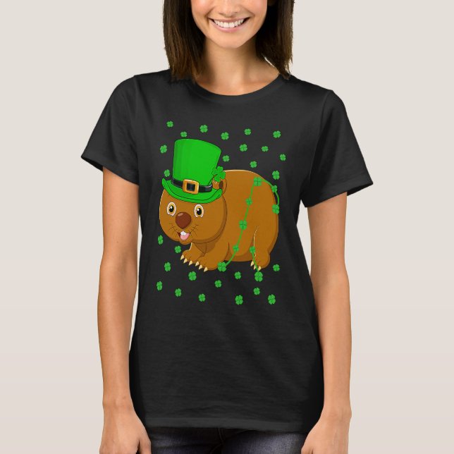Camiseta Irish Shamrock Leprechaun Wombat St Patrick's Day (Frente)