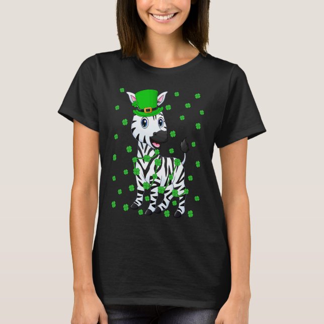Camiseta Irish Shamrock Leprechaun Zebra St Patrick's Day (Frente)